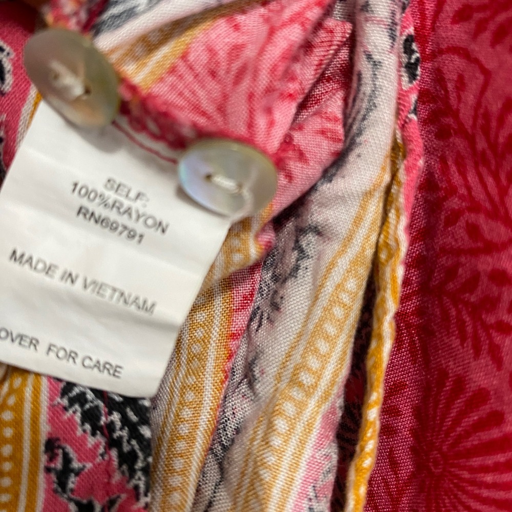 Figueroa & Flower Top Womens Large Pink Floral Boho Peasant Cottagecore Festival - Picture 8 of 9